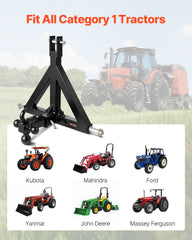 3 Point Trailer Hitch 2 in Receiver, 3pt Quick Hitch Attachment with 3 Trailer Balls, Tractor Tow Drawbar Adapter, Compatible with Kubota, Mahindra, Ford, Yanmar, John Deere, Massey Ferguson