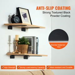 Shelf Bracket, 31cmL x 10cmW x 4.5cmH 6 Pcs, Heavy Duty Floating Shelf Brackets, Brackets for Shelves, 5mm Thick Matte Black L Shelf Bracket,Steel Shelving Brackets with 72.6 kg Load Capacity