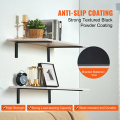 Shelf Bracket, 41 x 15.5 cm 4 Pcs, Heavy Duty Floating Shelf Brackets, Brackets for Shelves, 10mm Thick Matte Black L Shelf Bracket,Steel Shelving Brackets with 72.6 kg Load Capacity