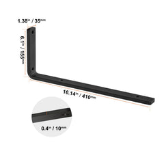 Shelf Bracket, 41 x 15.5 cm 4 Pcs, Heavy Duty Floating Shelf Brackets, Brackets for Shelves, 10mm Thick Matte Black L Shelf Bracket,Steel Shelving Brackets with 72.6 kg Load Capacity