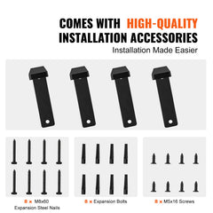 Shelf Bracket, 41 x 15.5 cm 4 Pcs, Heavy Duty Floating Shelf Brackets, Brackets for Shelves, 10mm Thick Matte Black L Shelf Bracket,Steel Shelving Brackets with 72.6 kg Load Capacity