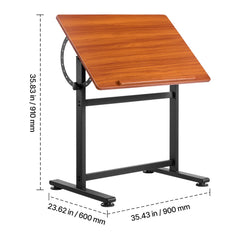 Drafting Table Adjustable 0°–90° Tilt Wooden Drawing Desk with H-Frame