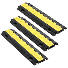Cable Protector Ramp, 9,979 kg/axle Capacity, 2 Channel Heavy Duty TPU Cord Hose Wire Cover, 31 x 28 mm Channel, Traffic Speed Bump with Flip-Open Top Cover, for Indoor & Outdoor Use, 3 Pack