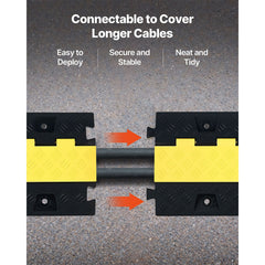 Cable Protector Ramp, 9,979 kg/axle Capacity, 2 Channel Heavy Duty TPU Cord Hose Wire Cover, 31 x 28 mm Channel, Traffic Speed Bump with Flip-Open Top Cover, for Indoor & Outdoor Use, 3 Pack