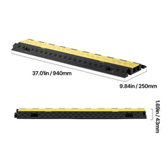 Cable Protector Ramp, 9,979 kg/axle Capacity, 2 Channel Heavy Duty TPU Cord Hose Wire Cover, 31 x 28 mm Channel, Traffic Speed Bump with Flip-Open Top Cover, for Indoor & Outdoor Use, 3 Pack
