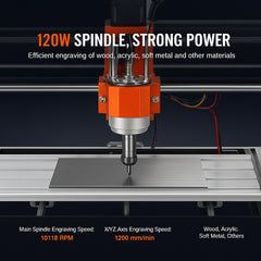 CNC Router Machine, 120W, 3 Axis GRBL Control Wood Engraving Carving Milling Machine Kit, 11.81 x 7.87 x 2.83 in / 300 x 200 x 72 mm Working Area 1200 RPM for Wood Acrylic MDF PVC Plastic Foam