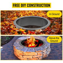 Outdoor Fire Pit Ring 106cm BBQ Table Grill Garden Wood Burning Fireplace
