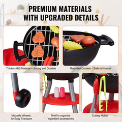 28 PCS BBQ Grill Playset, Kids Toys Kitchen Playset with Sound & Light, Little Chef Play, Interactive Grill Play Food Cooking Playset Barbecue Toy Grill for Toddlers Boys Girls 3-5 Birthday Gift