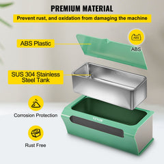 Ultrasonic Cleaner Ultrasound Cleaning Machine 500ML Green for Jewelry