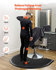 Salon Mat for Hair Stylist, 1220 x 930 mm Semi-circle Salon Chair Mat, 25mm Thickened Anti Fatigue Barber Shop Floor Mat with Round Cut Out, Easy-to-Clean PVC Surface & Anti-Trip Beveled Edges