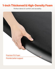 Salon Mat for Hair Stylist, 1220 x 930 mm Semi-circle Salon Chair Mat, 25mm Thickened Anti Fatigue Barber Shop Floor Mat with Round Cut Out, Easy-to-Clean PVC Surface & Anti-Trip Beveled Edges