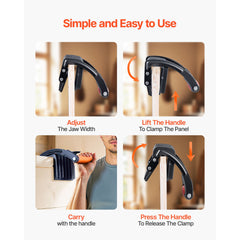 Plywood Carrier, 90.7 kg Single Clamp Capacity, 2 Pack Adjustable Drywall Carrying Tool for 0-25.4 mm Thickness Boards, Plywood Carrier with Non-Slip Grips for Plastic Boards, Plywood, Drywall