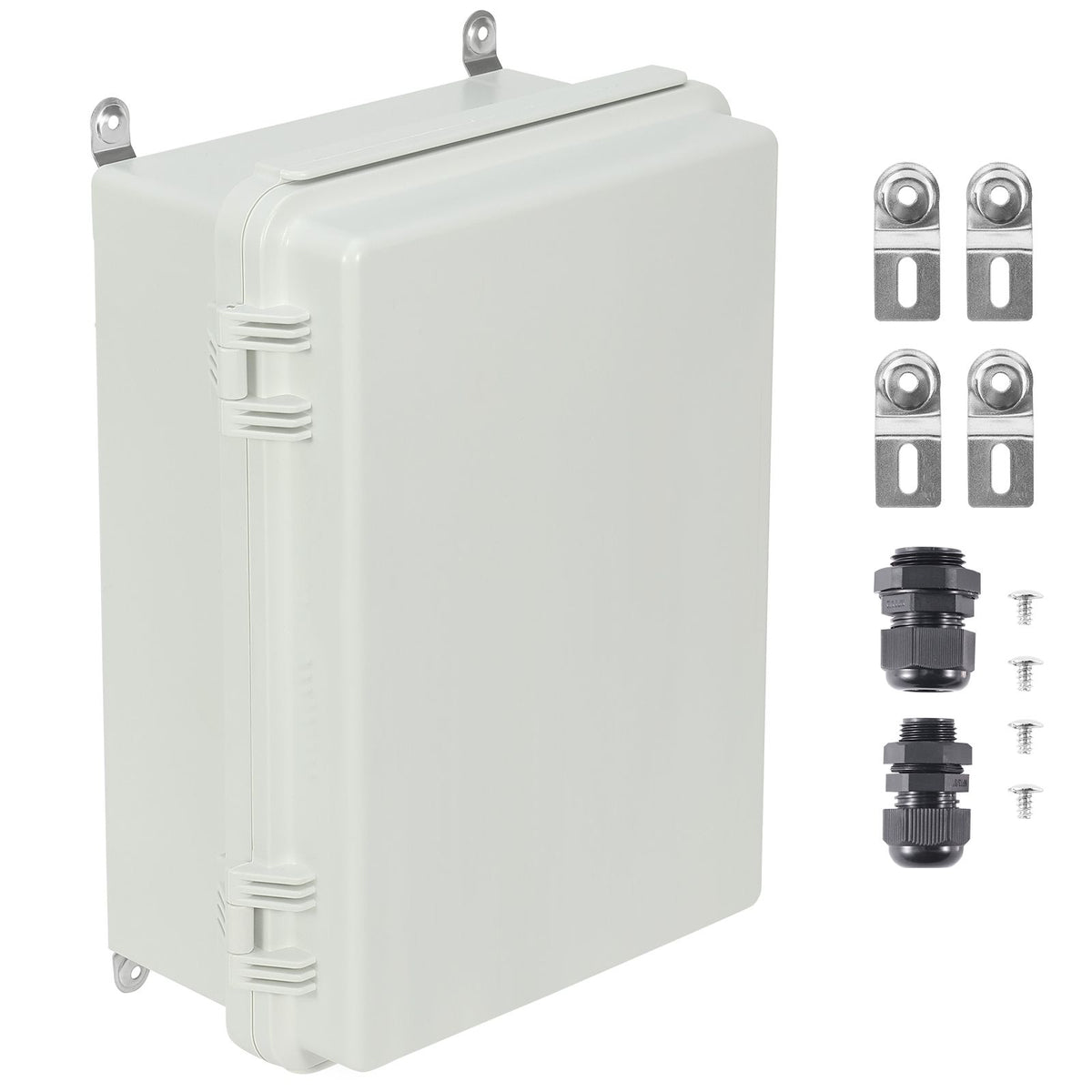 Outdoor Electrical Junction Box, 300 x 200 x 180 mm, ABS Plastic Electrical Enclosure Box with Hinged Cover Stainless Steel Latch, IP67 Dustproof Waterproof for Outdoor Electrical Projects