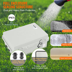 Outdoor Electrical Junction Box, 300 x 200 x 180 mm, ABS Plastic Electrical Enclosure Box with Hinged Cover Stainless Steel Latch, IP67 Dustproof Waterproof for Outdoor Electrical Projects
