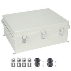 Outdoor Electrical Junction Box, 350 x 250 x 150 mm, ABS Plastic Electrical Enclosure Box with Hinged Cover Stainless Steel Latch, IP67 Dustproof Waterproof for Outdoor Electrical Projects