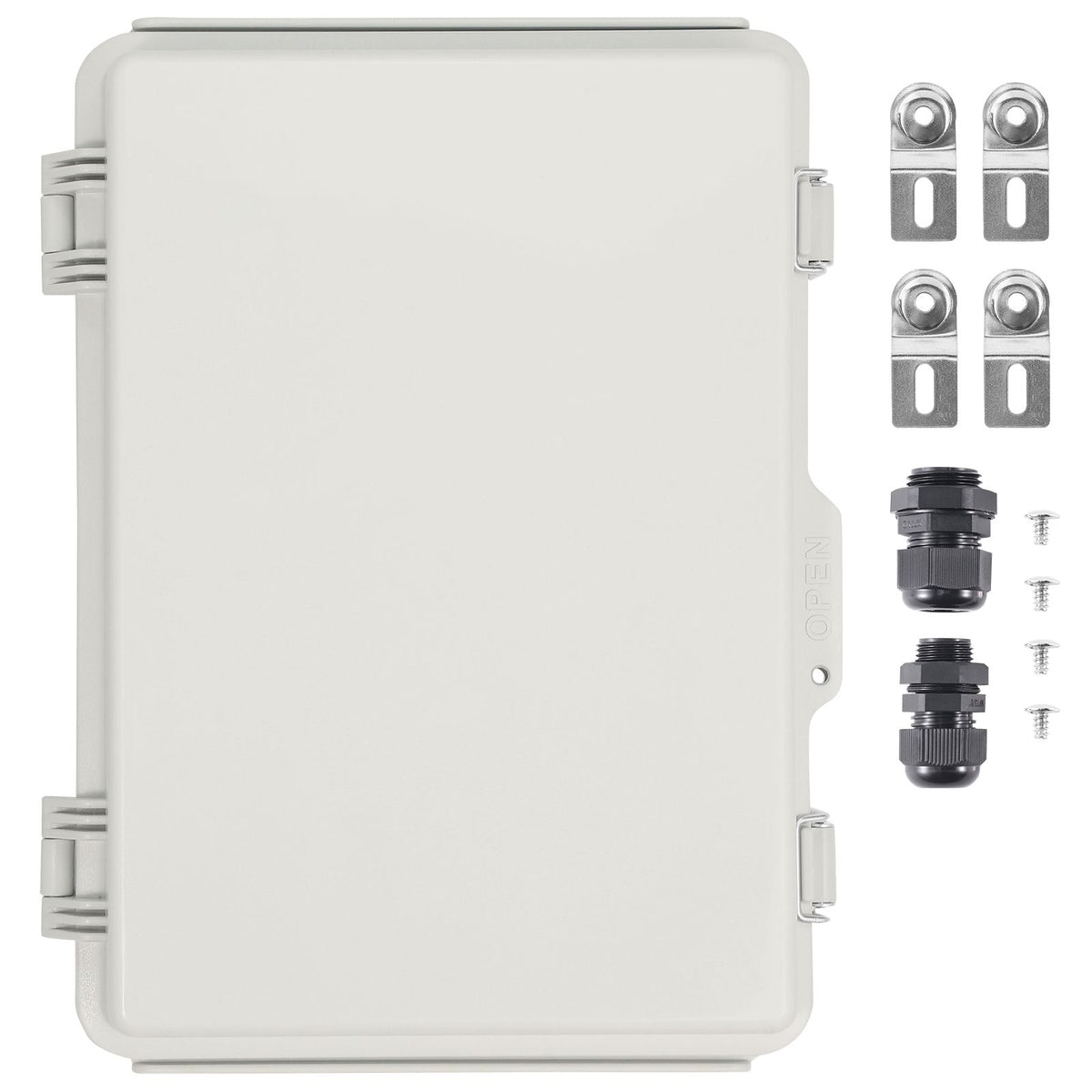 Outdoor Electrical Junction Box, 430 x 330 x 180 mm, ABS Plastic Electrical Enclosure Box with Hinged Cover Stainless Steel Latch, IP67 Dustproof Waterproof for Outdoor Electrical Projects, 17 x 13 x 7 inch