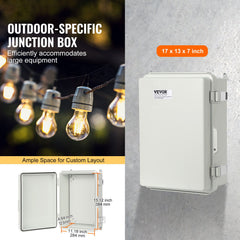Outdoor Electrical Junction Box, 430 x 330 x 180 mm, ABS Plastic Electrical Enclosure Box with Hinged Cover Stainless Steel Latch, IP67 Dustproof Waterproof for Outdoor Electrical Projects, 17 x 13 x 7 inch