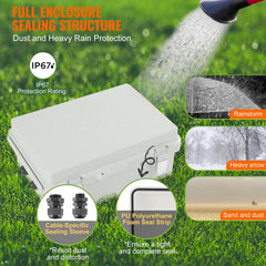 Outdoor Electrical Junction Box, 430 x 330 x 180 mm, ABS Plastic Electrical Enclosure Box with Hinged Cover Stainless Steel Latch, IP67 Dustproof Waterproof for Outdoor Electrical Projects, 17 x 13 x 7 inch