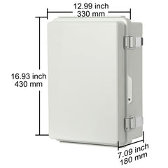 Outdoor Electrical Junction Box, 430 x 330 x 180 mm, ABS Plastic Electrical Enclosure Box with Hinged Cover Stainless Steel Latch, IP67 Dustproof Waterproof for Outdoor Electrical Projects, 17 x 13 x 7 inch