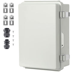 Outdoor Electrical Junction Box, 430 x 330 x 180 mm, ABS Plastic Electrical Enclosure Box with Hinged Cover Stainless Steel Latch, IP67 Dustproof Waterproof for Outdoor Electrical Projects, 17 x 13 x 7 inch