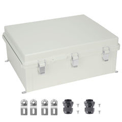 Outdoor Electrical Junction Box, 530 x 430 x 200 mm, ABS Plastic Electrical Enclosure Box with Hinged Cover Stainless Steel Latch, IP67 Dustproof Waterproof for Outdoor Electrical Projects, 21 x 17 x 8 inch