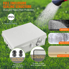 Outdoor Electrical Junction Box, 530 x 430 x 200 mm, ABS Plastic Electrical Enclosure Box with Hinged Cover Stainless Steel Latch, IP67 Dustproof Waterproof for Outdoor Electrical Projects, 21 x 17 x 8 inch