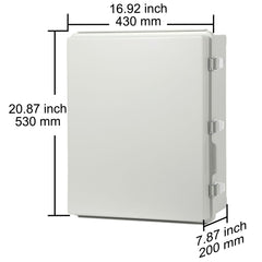 Outdoor Electrical Junction Box, 530 x 430 x 200 mm, ABS Plastic Electrical Enclosure Box with Hinged Cover Stainless Steel Latch, IP67 Dustproof Waterproof for Outdoor Electrical Projects, 21 x 17 x 8 inch