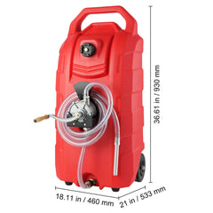 60.57L Fuel Caddy, 7.8 L/min, Portable Gas Storage Tank Container with Hand Pump Rubber Wheels, Fuel Transfer Storage Tank for Gasoline Diesel Machine Oil Car Mowers Tractor Boat Motorcycle