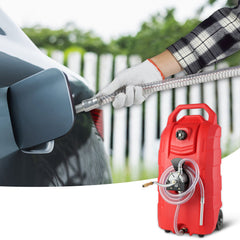 60.57L Fuel Caddy, 7.8 L/min, Portable Gas Storage Tank Container with Hand Pump Rubber Wheels, Fuel Transfer Storage Tank for Gasoline Diesel Machine Oil Car Mowers Tractor Boat Motorcycle