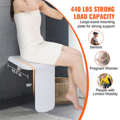 Folding ABS Shower Seat, 15.7'' x 16.7'' Unfolded, Wall Mounted Fold Up Shower Bench with 440 lbs Load Capacity, Space Saving Fold Down Shower Chair for Seniors Pregnant Women Children Adults