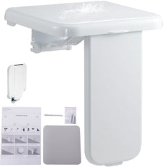 Folding ABS Shower Seat, 15.7'' x 16.7'' Unfolded, Wall Mounted Fold Up Shower Bench with 440 lbs Load Capacity, Space Saving Fold Down Shower Chair for Seniors Pregnant Women Children Adults