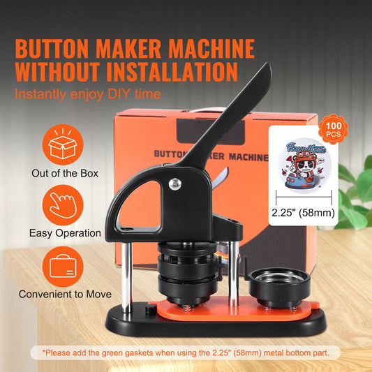 Button Maker Machine, 2.28 inch/58mm Pin Maker, Installation-Free Badge Punch Press Kit, Children DIY Gifts Button Making Supplies with 100pcs Button Parts, Circle Cutter, Magic Book