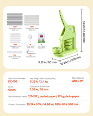 Button Maker Machine, 58 mm, Plastic Pin Maker with 100pcs Button Parts, Mr. Panda Magic Book, Circle Cutter and Hex Wrenches, Reinforced Ergonomic Handle, for DIY Badges, Personalized Pins