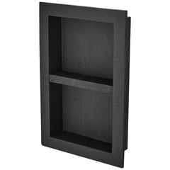 Shower Niche Ready for Tile 40.64 x 60.96 cm, 16 x 24 inch Double Shelf Organizer, Square Corners Wall-inserted Niche Recessed, Sealed Protection Modern Soap Storage Niche for Shower Bathroom, Black
