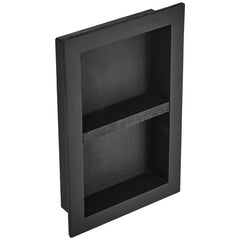 Shower Niche Ready for Tile 40.64 x 60.96 cm, 16 x 24 inch Double Shelf Organizer, Square Corners Wall-inserted Niche Recessed, Sealed Protection Modern Soap Storage Niche for Shower Bathroom, Black