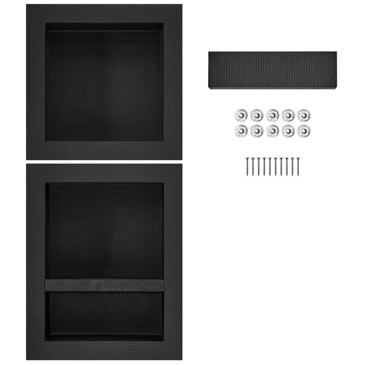 Shower Niche Ready for Tile 40.64x40.64cm & 40.64x50.8cm, Triple Shelf, Square Corners Wall-inserted Niche Recessed, Sealed Protection Modern Soap Storage Niche for Shower Bathroom, Black