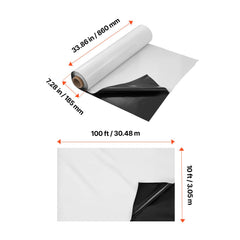 6Mil Plastic Sheeting Roll 10 x 100 FT Heavy Duty Film Black & White