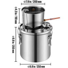 Moonshine Still Water Alcohol Distiller 3Gal w/ Water Pump Stainless Steel