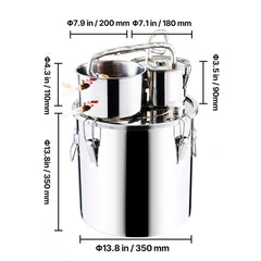 Moonshine Still Water Alcohol Distiller 8Gal w/Thumper Keg & 8W Water Pump