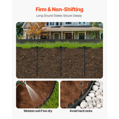 Landscape Edging, 3000 x 4 cm Plastic Garden Border Edging with 120 Spikes, No Dig, Flexible Lawn Edgings Roll, UV-Resistant Mini Fence Borders Pathway Edgings for Flower Beds Yard Paver