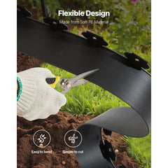 Landscape Edging, 2000 x 10 cm Plastic Garden Border Edging with 30 Spikes & 2 Ground Stakes, No Dig, Flexible Lawn Edgings Roll, UV-Resistant Mini Fence Borders for Flower Beds Yard Paver