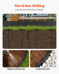 Landscape Edging, 2000 x 10 cm Plastic Garden Border Edging with 30 Spikes & 2 Ground Stakes, No Dig, Flexible Lawn Edgings Roll, UV-Resistant Mini Fence Borders for Flower Beds Yard Paver