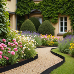 Landscape Edging, 2000 x 10 cm Plastic Garden Border Edging with 30 Spikes & 2 Ground Stakes, No Dig, Flexible Lawn Edgings Roll, UV-Resistant Mini Fence Borders for Flower Beds Yard Paver
