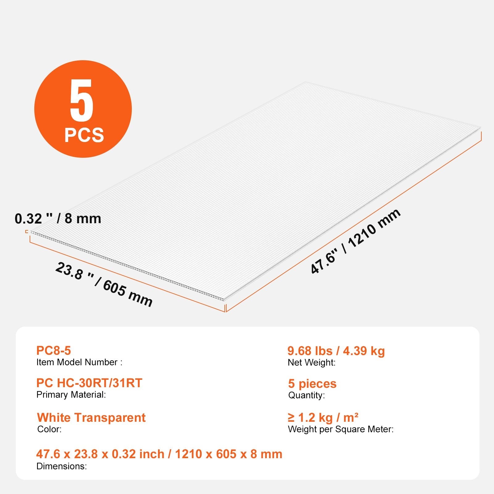 Technical specifications of VEVOR PCB material with dimensions and weight details.
