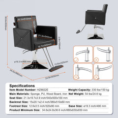 Salon Chair, Barber Chair for Hair Stylist, Styling Chair with Heavy Duty Hydraulic Pump, Swivel Hair Salon Chair with Footrest for Beauty Spa Shampoo, Max Load Weight 330 lbs, Black