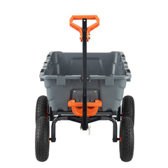 Dump Cart, Poly Garden Dump Cart with Easy to Assemble Steel Frame, Dump Wagon with 2-in-1 Convertible Handle, Utility Wheelbarrow 544kg/ 1200lbs Capacity, 33cm/ 13 inch Tires