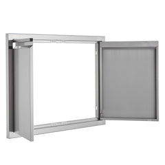 BBQ Access Door, 762x532 mm Double Outdoor Kitchen Door, Stainless Steel Flush Mount Door, Wall Vertical Door with Recessed Handles , for BBQ Island, Grilling Station, Outside Cabinet