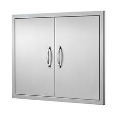 BBQ Access Door, 787x609 mm Double Outdoor Kitchen Door, Stainless Steel Flush Mount Door, Double Wall Vertical Door with Handles and Hooks, for BBQ Island, Grilling Station, Outside Cabinet