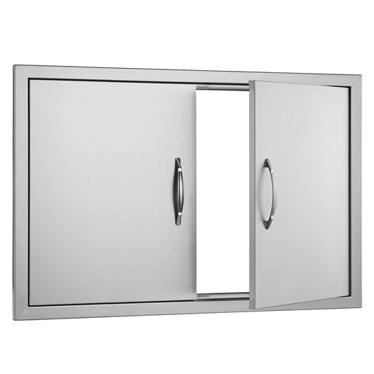 BBQ Access Door, 838x558 mm Double Outdoor Kitchen Door, Stainless Steel Flush Mount Door, Wall Vertical Door with Handles, for BBQ Island, Grilling Station, Outside Cabinet