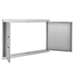 BBQ Access Door, 915x533 mm Double Outdoor Kitchen Door, Stainless Steel Flush Mount Door, Wall Vertical Door with Handles, for BBQ Island, Grilling Station, Outside Cabinet